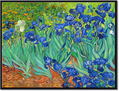 Wieco Art Framed Wall Art Irises by Van Gogh Famous Flowers Oil Paintings Reproduction Large Canvas Prints Modern Canvas Prints Artwork Pictures on Canvas for Wall Decor Black Frame