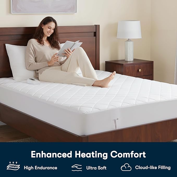 Serta Multi-Zone Heated Mattress Pad – Dual Controllers for Personalized Body & Foot Warmth, 10 Heat Settings, Auto Shut-Off, Soft Microfiber, Machine Washable, 15" Deep Pocket – King Size