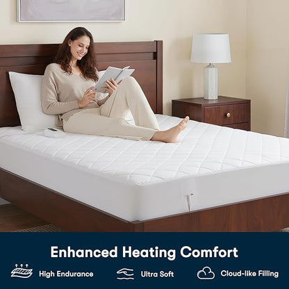 Serta Multi-Zone Heated Mattress Pad – Dual Controllers for Personalized Body & Foot Warmth, 10 Heat Settings, Auto Shut-Off, Soft Microfiber, Machine Washable, 15" Deep Pocket – King Size