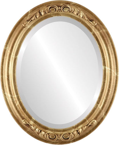 OVALCREST Oval Beveled Wall Mirror for Home Decor - Florence Style - Champagne Gold - 28" x 22"