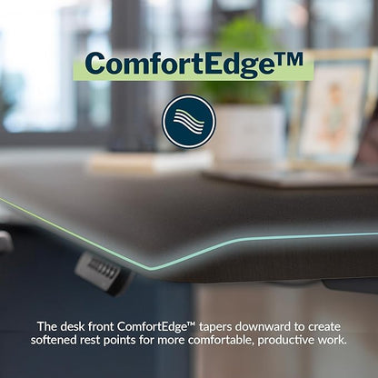 Vari ComfortEdge 40x26 Inch Adjustable Standing Desk – Small Electric Sit Stand VariDesk for Apartment, Bedroom, or Home Office + Beveled Edge, Tool-Free Assembly (Black Top/Black Legs)
