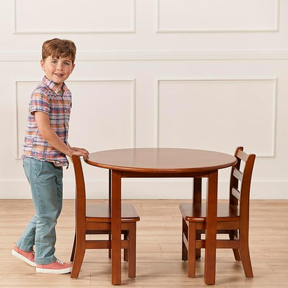 ECR4Kids 30in D Round Hardwood Table with 22in Legs, Kids Furniture, Dark Walnut
