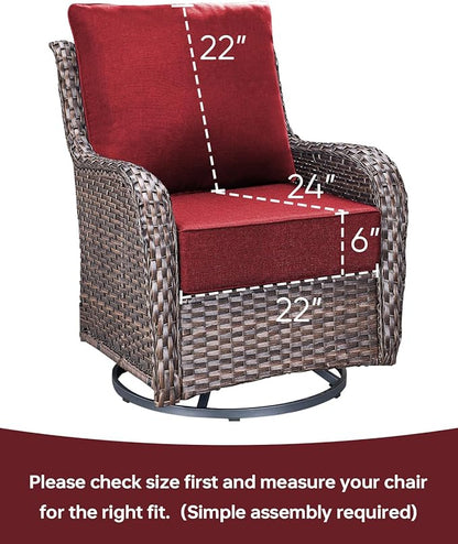 Luxury 22x24/22x25 6-Inch Outdoor Chair Cushions Set of 4 - Heavy Duty Water-Resistant Comfortable Cushion for Patio Furniture Set Dining Gliding Rocking Chairs Loveseat L-Shape Sofa - Red