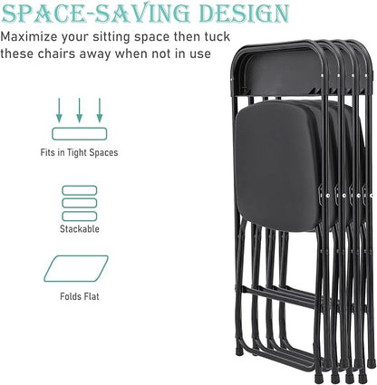 40 Pack Black Plastic Folding Chairs, Portable Stackable Commercial Party Folding Chairs with Steel Frame 350lbs for Home Office Outdoor Indoor Office Wedding Party Events