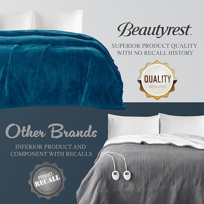 Beautyrest Heated Electric Blanket for Cold Weather, Fast Heating Heated Blanket, Auto Shut Off, Virtually Zero EMF, Multi Heat Setting, UL Certified, Teal Full (84 inx80 in)
