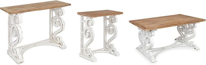 Kate and Laurel Wyldwood Rustic French Solid Wood Side Table, 24" x 14" x 12.75", White and Rustic Brown, Chic Farmhouse Inspiration, Natural Wood Top