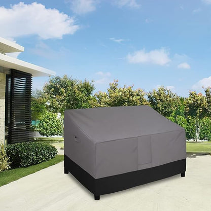 Easy-Going Waterproof Outdoor Loveseat Cover, Heavy Duty 2-Seater Patio Couch Cover, Windproof Outdoor Furniture Cover with Air Vent (76Wx32.5Dx33H inch, Gray/Black)