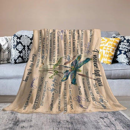 Dragonfly Blanket Memorial Sympathy Gifts for Girls Women Loved One I Never Left You Throw Blanket for Kids Adults Soft Warm Cozy Fleece Blanket for Couch Sofa Bed 40"x50"