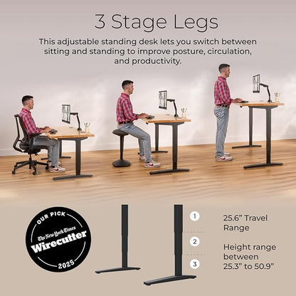UPLIFTDESK V2 2-Leg Walnut Laminate Wood Standing Desk – Adjustable Height, Advanced 1-Touch Memory Keypad, Under Desk Cable Management, Wire Grommets & Rocker Board (Black C-Frame, 60 x 30 inch)