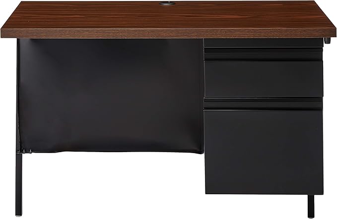 Lorell Single Right Pedestal Desk, 42 by 24 by 29-1/2-Inch, Black Walnut