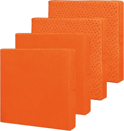 Easy-Going Waterproof Patio Cushion Covers 20x18x4 inch 4 Pack Replacement Non-Slip Outdoor Seat Cushion Slipcover with Zipper. Orange