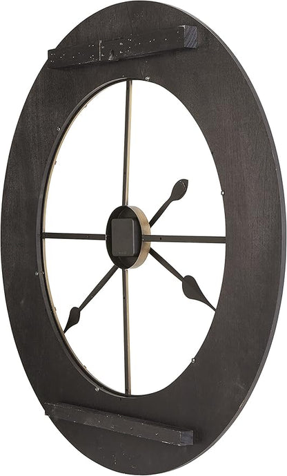 Howard Miller Chasum Gallery Wall Clock, Wall Mount Analog Dial with Golden Roman Numerals Wooden Finish, Battery Powered Classic Round Design Best for Office, Living Room & Home Decor