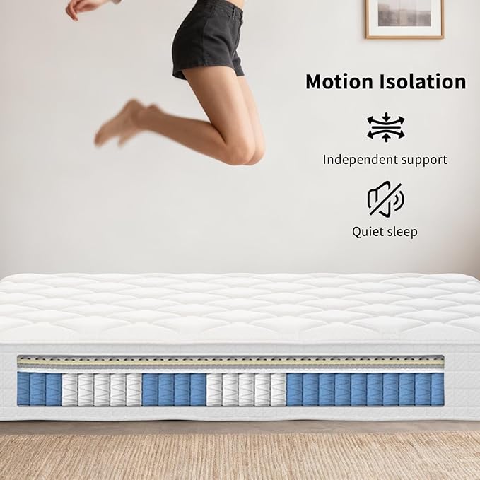 Queen Mattress, 12 Inch Hybrid Memory Foam Mattress in a Box, Cooling Gel for Pressure Relief & Back Pain Support, CertiPUR-US Certified, Medium Firm Bed, Fiberglass Free, Breathable Comfort Sleep