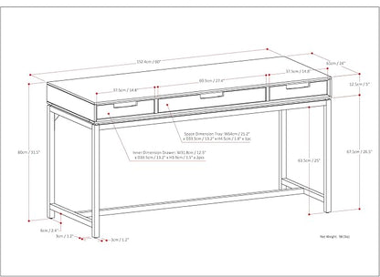 SIMPLIHOME Banting Desk - 60-Inch Wide Solid Hardwood and Metal Writing Desk in Walnut Brown, Modern Industrial Home Office Computer Table for Study with 2 Drawers and Flip-Down Keyboard Tray