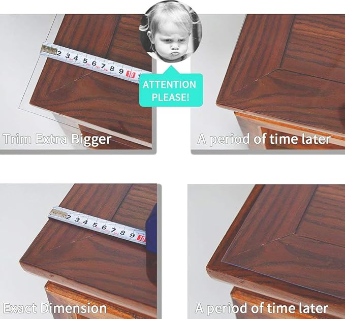NECAUX Custom Multi-Size 1.5mm Thick Clear PVC Table Cover Protector - 28 x 72 Inch Rectangular Plastic Tablecloth Desk Pad for 6 Foot Folding Table, Coffee Table, Writing Desk