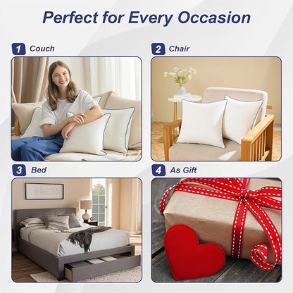 20x20 Pillow Inserts Set of 2, Machine Washable Soft Fluffy Hypoallergenic Virgin Polyester Premium Throw Pillow Stuffer, Decorative Cushion for Bed, Couch, Sofa,Indoor - White