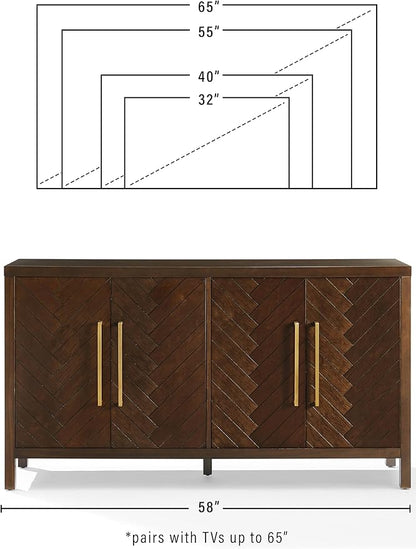 Crosley Furniture Darcy Modern Sideboard Buffet Cabinet with Storage Shelves, Living Room, Kitchen, Dining, Dark Brown