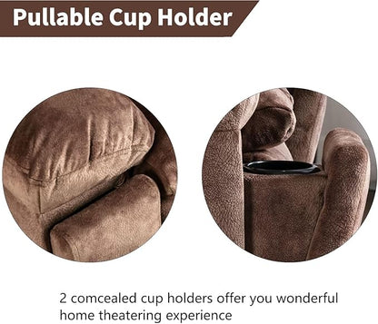 CANMOV Large Power Lift Recliner Chairs with Massage and Heat for Elderly, Heavy Duty and Safety Motion Reclining Mechanism Electric Wide Recliners with USB Ports, 2 Hidden Cup Holders,Brown