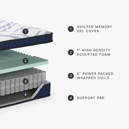 Signature Design by Ashley King Size Stack 12 Inch Hybrid Medium Plush Cooling Gel Infused Memory Foam Mattress for Pressure Relief, Fiberglass Free, Mattress in A Box