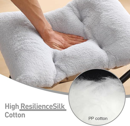 LITA Folding Footrest Stool, Portable Ottoman Foot Rest, Upholstered Small Foldable Ottoman Stool with Detachable Thick Cotton Cushion Padded Sofa Stool for Living Room, Bedroom, Plush Grey