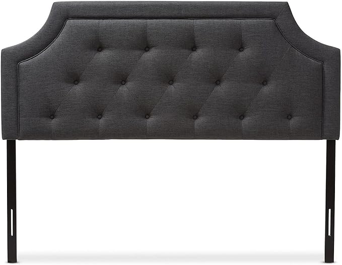 Maykoosh Adjustable Wood Post Headboard - Button Tufted Upholstered Bedroom Headboard Queen/Dark Gray