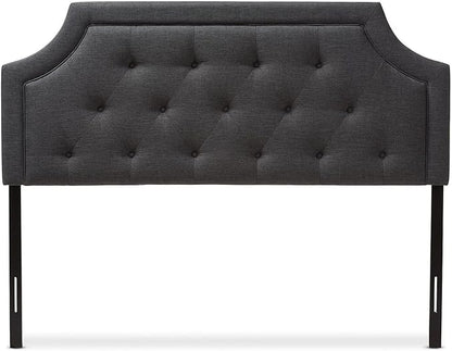 Maykoosh Adjustable Wood Post Headboard - Button Tufted Upholstered Bedroom Headboard Queen/Dark Gray