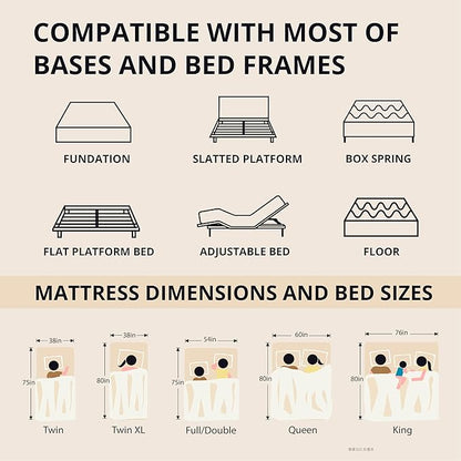 EGOHOME 10 Inch Full Memory Foam Mattress for Back Pain, Cooling Copper Gel Bed in a Box, Foam Made in USA, CertiPUR-US Certified, Therapeutic Medium Firm, Double 54x75x10 Black