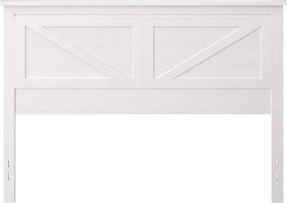 Glenwillow Home Farmhouse Style Wood Panel Headboard in Gloss White - Queen Size