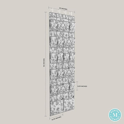 Martha Stewart Essential Closet Home Storage and Organization for Storing Shoes and Accessories, 22 Pocket Over The Door Hanging Organizer with Grey Craft Cube, Bedford Floral