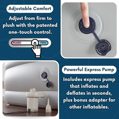 Beautyrest Skyrise Full Size Air Mattress with Coil Beam Construction, Edge Support with External Pump and Puncture Resistant Vinyl for Guests and Camping