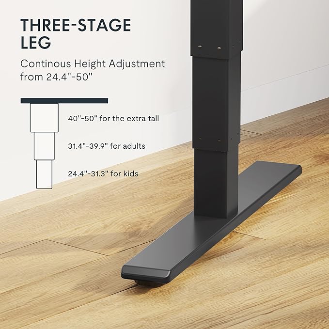FLEXISPOT E6 MAX Solid Wood Dual Motor 48x24 Inch 3-Stage Heavy Duty Standing Desk, 330lbs Weight Capacity, Height Adjustable Desk w/Cable Management & Wheels(Butcher Block Rubberwood + Black Frame)