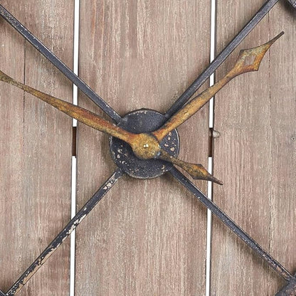 Household Essentials Household Essentials Large Oversized Decorative Rustic Wall Clock, Brown Wood / black Metal