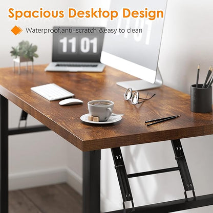 Need 47 inches Computer Desk Office Desk Folding Table with BIFMA Certification Computer Table Workstation, Rustic Brown AC5FB-120