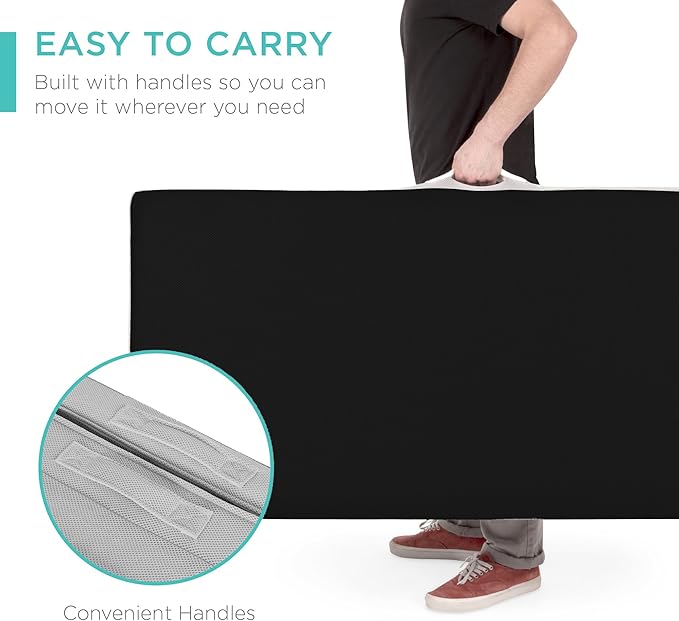 Best Choice Products 4in Portable Queen-Size Mattress, Tri-Fold Mattress for Camping, Guest, Toddler, Foam Plush w/Carry Case - Onyx Black