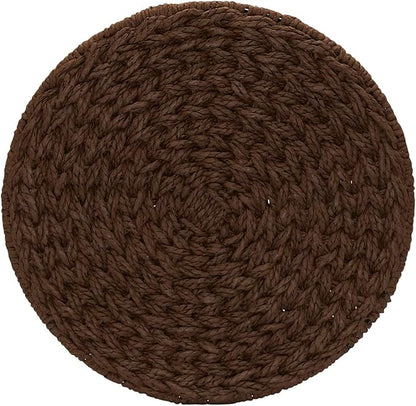 Household Essentials Handwoven Paper Rope Barrel Wicker Storage Basket Side Table, Brown