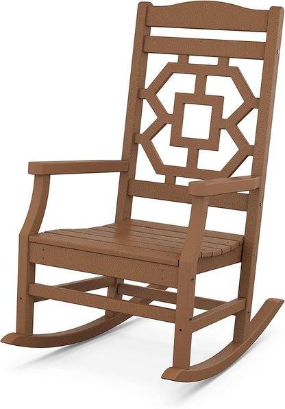 Martha Stewart by POLYWOOD® Chinoiserie 3-Piece Rocking Chair Set in Teak