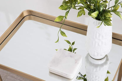 Kate and Laurel Celia Modern Mirrored Tray Side Table, 18 x 12 x 26, Gold, Foldable Rectangular End Table for Storage and Display
