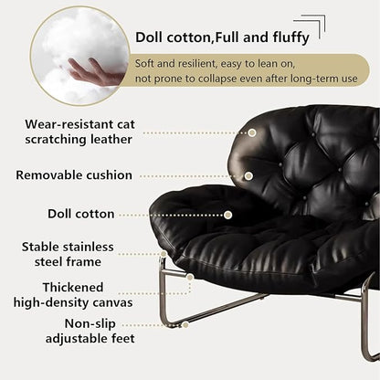 Thick Cushioned Recliner Sofa, Lazy Chair with Upholstery and Footrest, for Living Room, Bedroom, Dorm Black A