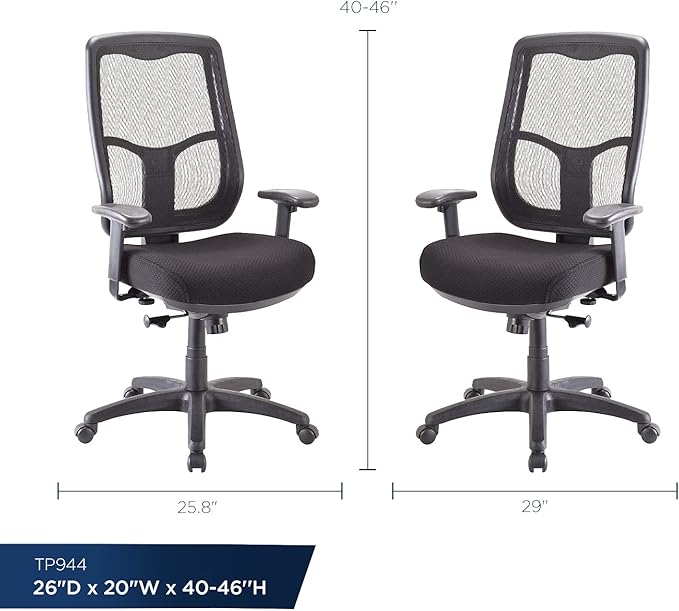 Tempur-Pedic TP944 Adjustable Task Office Desk Chair, Black
