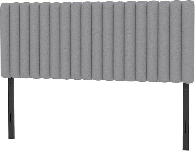 Full Size Upholstered Headboard Only, Channel Tufted Headboard with Wood Legs for Bedroom, Adjustable Height, Easy Assembly, No Box Spring Needed, Grey