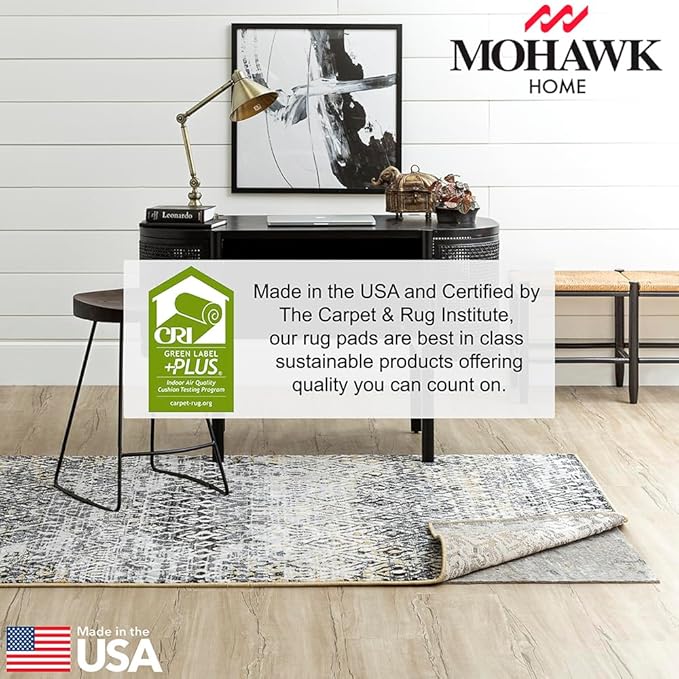 Mohawk Home 2' 6" x 8' Non Slip Grip Rug Pad 1/4" Thick Dual Surface Felt Cushion + Rubber Gripper - Safe for All Floors