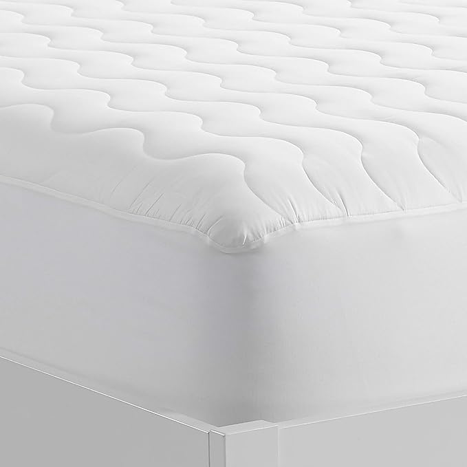 Serta Air Dry Basic Comfort Performance Fabric Quilted Mattress Pad, Cooling and Breathable Mattress Cover, Moisture Wicking Protection with 15" Deep Pocket, California King, White