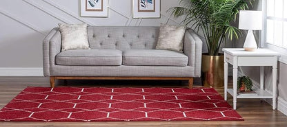 Unique Loom Trellis Frieze Collection Area Rug - Geometric (8' x 11', Red/ Ivory)