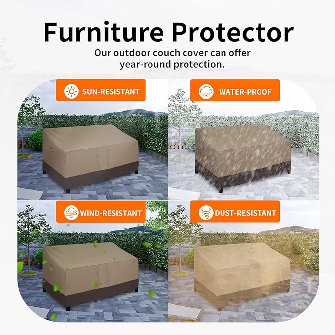 Easy-Going Waterproof & Windproof Outdoor Loveseat Couch Cover, Heavy Duty, Deep 2-Seater, Air Vent (90Wx40Dx32H inch, Camel/Dark Brown)