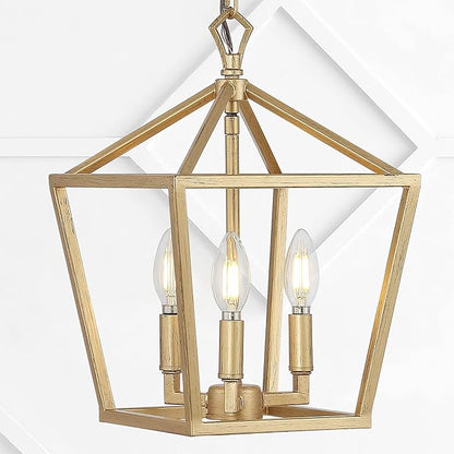 JONATHAN Y JYL7601B Pagoda Lantern Dimmable Adjustable Metal LED Pendant Classic Traditional Farmhouse Dining Room Living Room Kitchen Foyer Bedroom Hallway, 10 in, Antique Gold