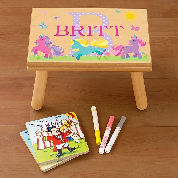 Let’s Make Memories Personalized My Own Name Step Stool - Children’s Step Stool - Sturdy Wood – Non-Toxic Paint, Sealer - Dinosaur Design - Natural - 14’Wx9.25”Lx8.75”H - Ages 3+