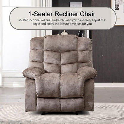CANMOV Manual Reclining Sofa Set,2 Pieces Sofa Furniture Set for Living Room, Manual Recliner Chair and Recliner Loveseat with Arms for Living Room, Bedroom, Light Brown (1+2)
