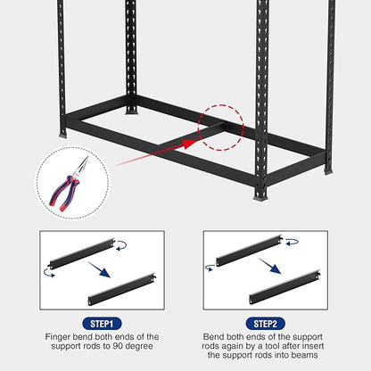WORKPRO 5-Tier Steel Shelving Unit-Black, 27-2/5”W x 11-7/10”D x 60”H, Adjustable Storage Rack, Heavy Duty Shelf with MDF Board, 1650 lbs Load Capacity (Total) for Garage, Basement, Kitchen