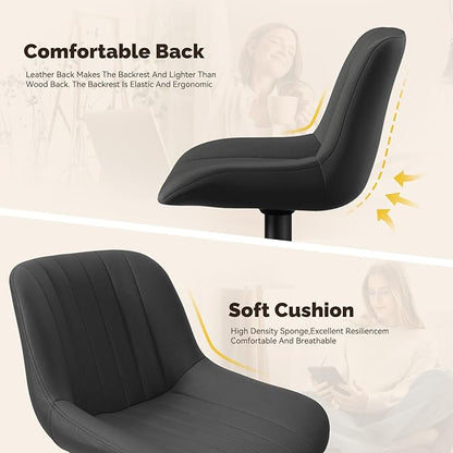 Nalupatio Bar Stools Set of 2, Adjustable Modern Swivel Bar Stools with Backs, Counter Height Performance Fabric Island Chairs for Home Kitchen, Black