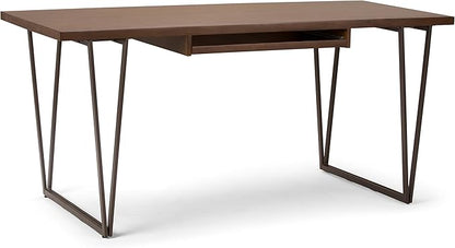 SIMPLIHOME Ryder SOLID WOOD Modern Industrial 66 inch Wide Writing Office Desk in Natural Aged Brown for the Office Desk, Writing Table, Workstation and Study Table